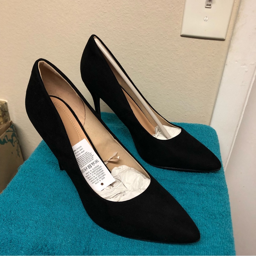 Womens Black Suede Stiletto Heel Pumps